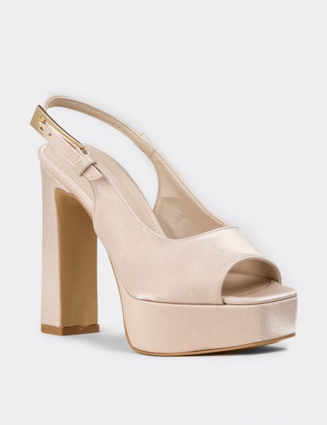 Kadın Bej Abiye Ayakkabı