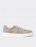 Erkek Hakiki Süet Gri Sneaker Ayakkabı