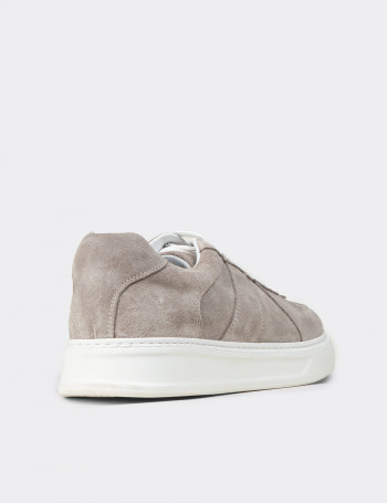 Erkek Hakiki Süet Gri Spor Ayakkabı - 02017MGRIP01