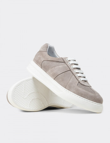 Erkek Hakiki Süet Gri Spor Ayakkabı - 02017MGRIP01