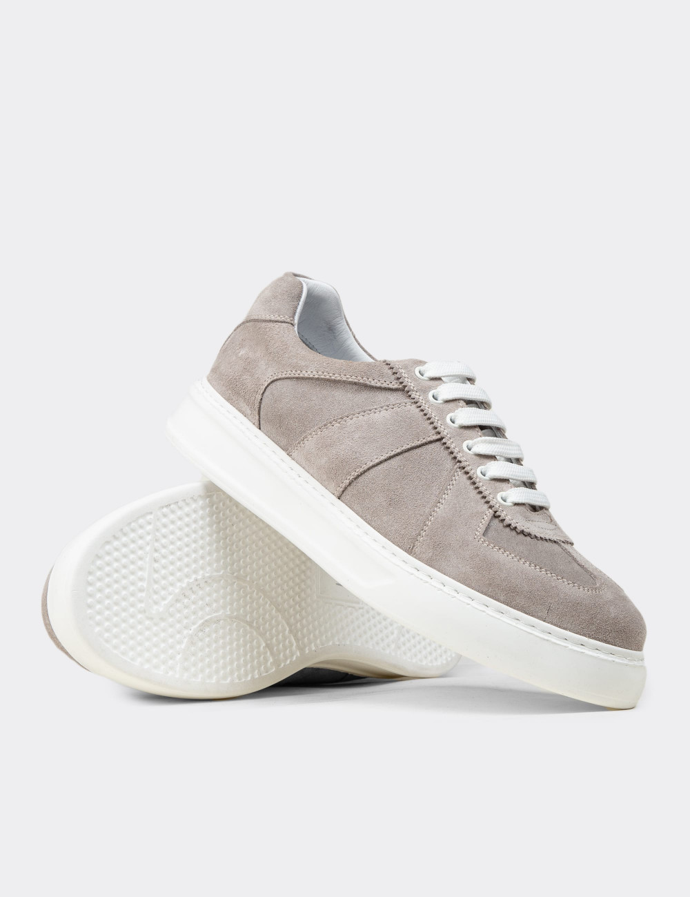 Erkek Hakiki Süet Gri Spor Ayakkabı - 02017MGRIP01
