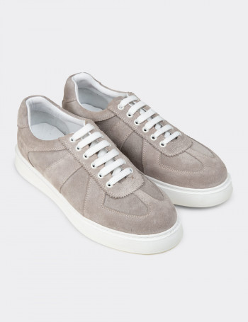 Erkek Hakiki Süet Gri Spor Ayakkabı - 02017MGRIP01