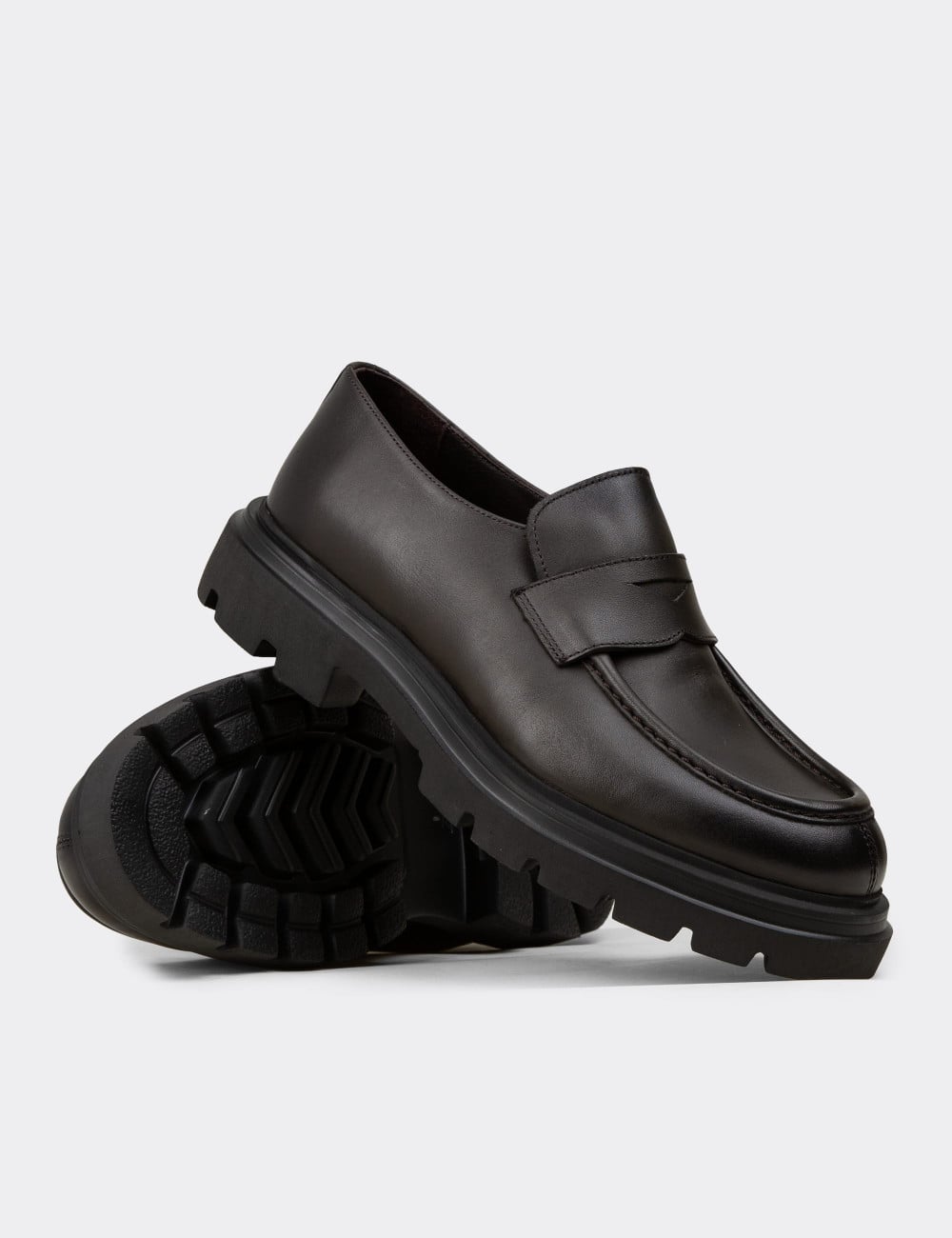 Erkek Hakiki Deri Haki Loafer Ayakkabı - 01980MHAKE01