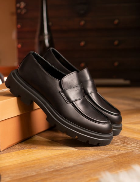 Hakiki Deri Siyah Erkek Loafer Ayakkabı