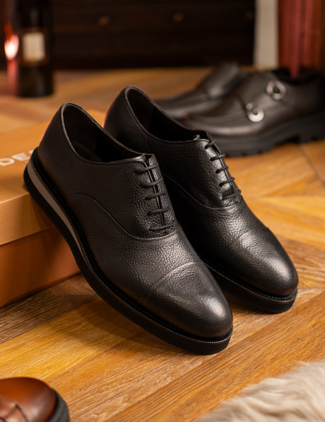 Hakiki Deri Siyah Günlük Erkek Ayakkabı