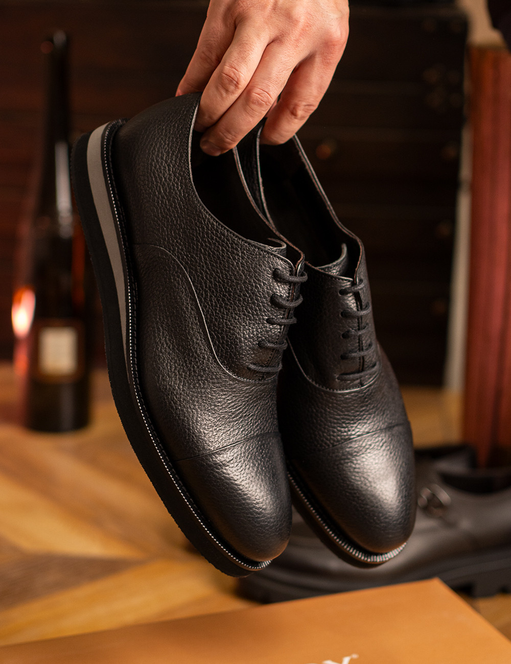 Hakiki Deri Siyah Günlük Erkek Ayakkabı - 01026MSYHE11