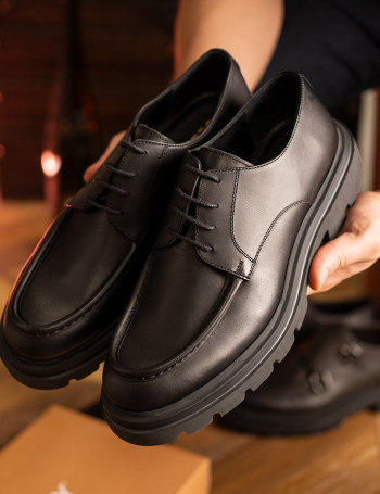 Hakiki Deri Siyah Erkek Günlük Ayakkabı - 01981MSYHE01