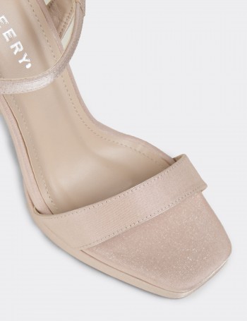 Kadın Bej Saten Abiye Ayakkabı - SM198ZBEJM02