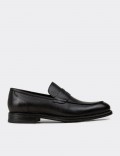 Erkek Hakiki Deri Siyah Klasik Loafer Ayakkabı