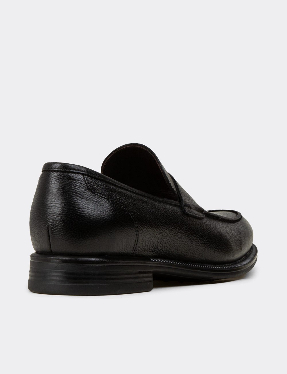Erkek Hakiki Deri Siyah Klasik Loafer Ayakkabı - 01995MSYHC03