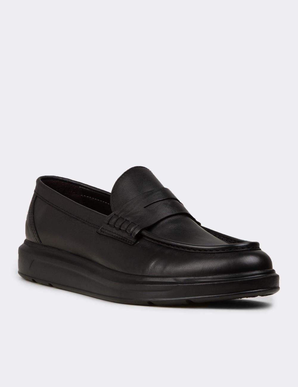 Erkek Hakiki Deri Siyah Loafer Ayakkabı - 02000MSYHP03