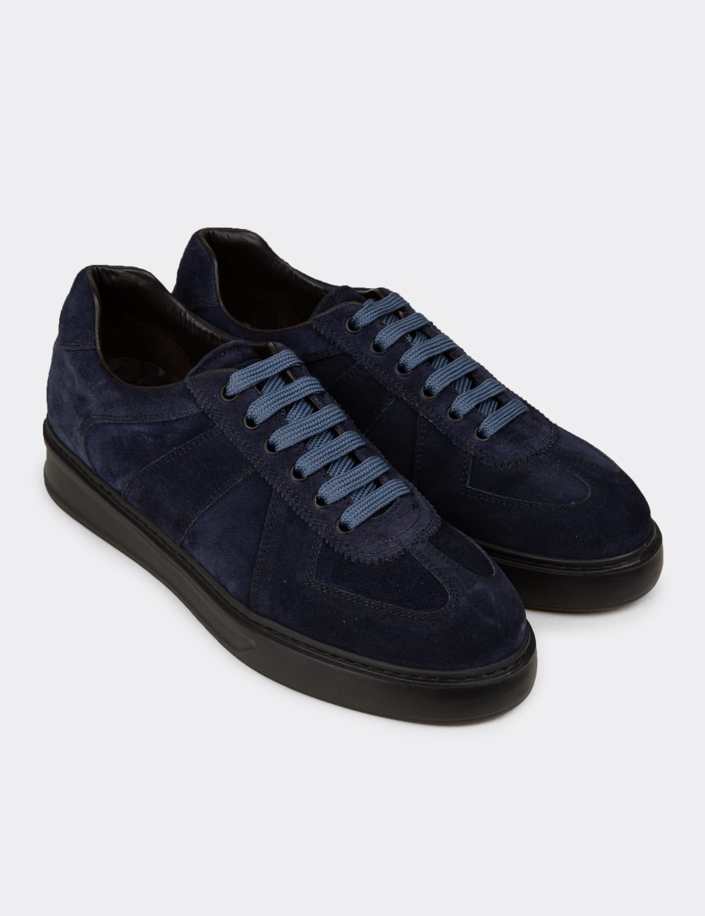 Erkek Süet Lacivert Sneaker Ayakkabı - 02017MLCVP01