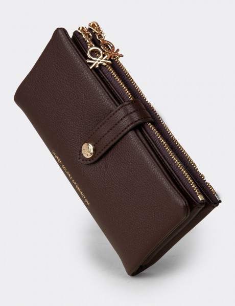 Kadın Kahverengi Yatay Cüzdan - Benetton