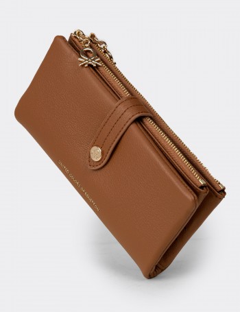 Kadın Taba Rengi Yatay Cüzdan - Benetton