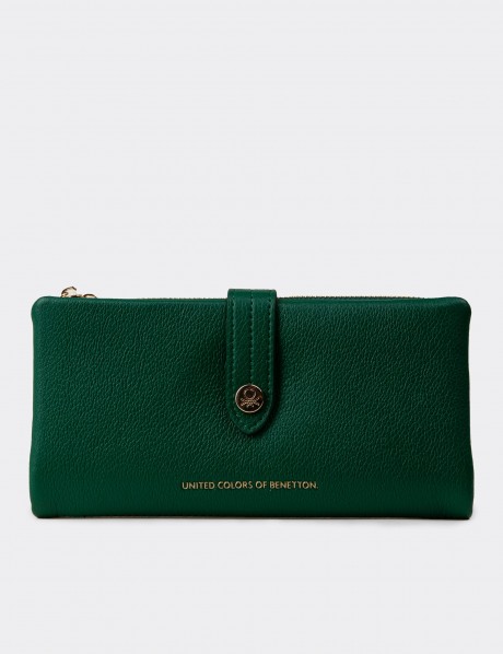 Kadın Yeşil Yatay Cüzdan - Benetton