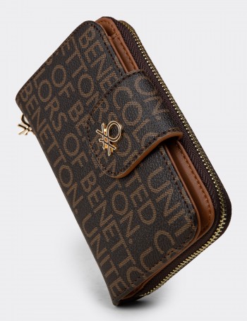 Kahverengi Yatay Kadın Cüzdanı - Benetton