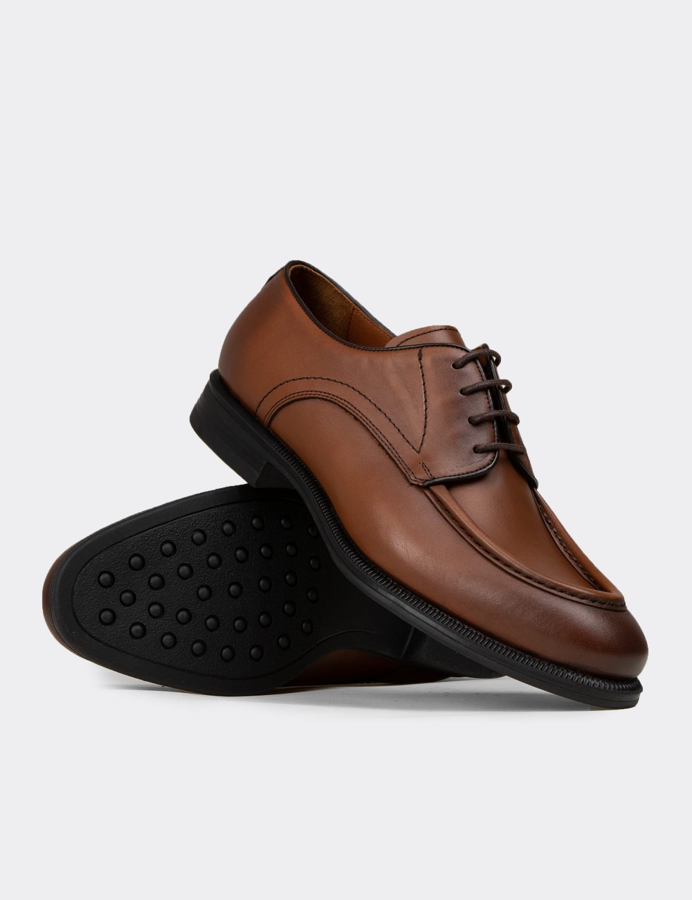 Erkek Taba Renk Hakiki Deri Klasik Ayakkabı - 02023MTBAC01