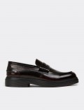 Erkek Bordo Hakiki Deri Loafer Ayakkabı