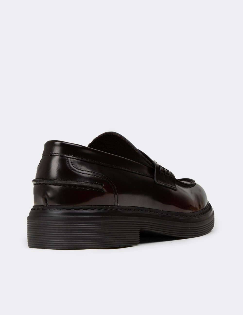 Erkek Bordo Hakiki Deri Loafer Ayakkabı - 02021MBRDC01