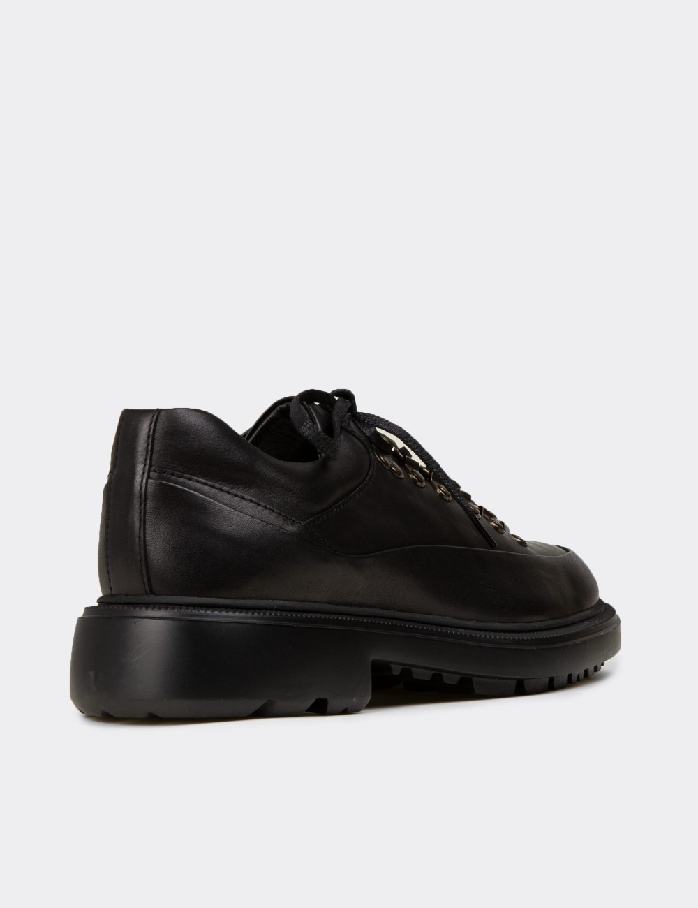 Erkek Hakiki Deri Siyah Günlük Ayakkabı - 02009MSYHE01