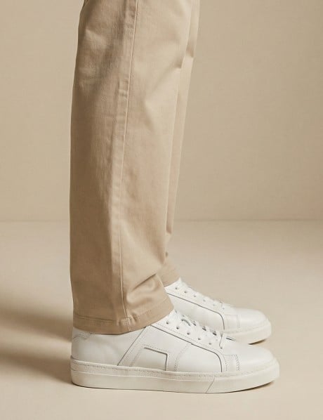 Erkek Beyaz Hakiki Deri Sneaker Ayakkabı