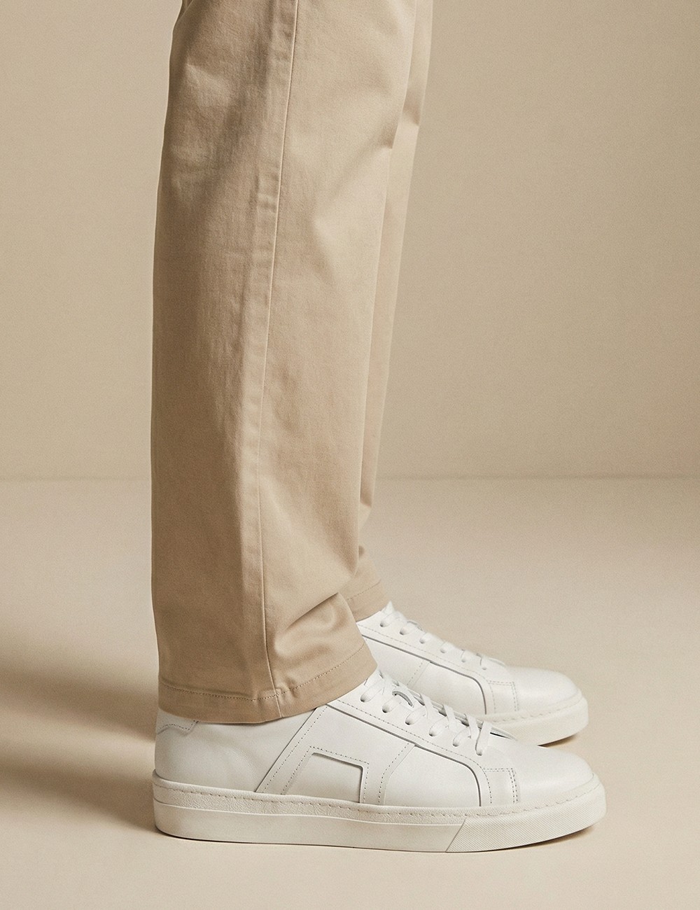 Erkek Beyaz Hakiki Deri Sneaker Ayakkabı - 02002MBYZC01