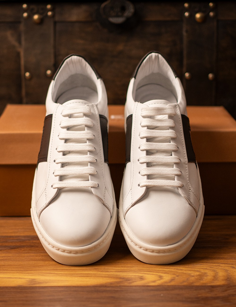 Erkek Hakiki Deri Beyaz Sneaker Ayakkabı - 02002MSYHC01