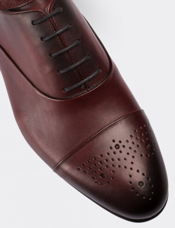 Hakiki Deri Bordo Klasik Erkek Ayakkabı - 01653MBRDM01