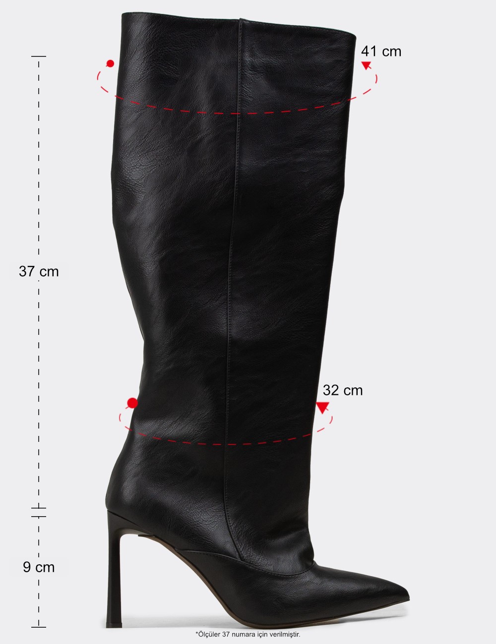 Kadın Siyah İnce Topuklu Çizme - K5531ZSYHM01