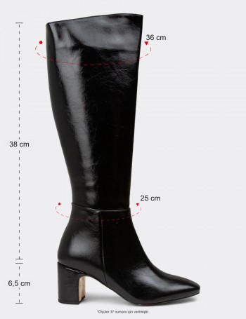 Kadın Rugan Siyah Çizme - K0805ZSYHM01