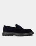 Erkek Hakiki Süet Lacivert Loafer Ayakkabı