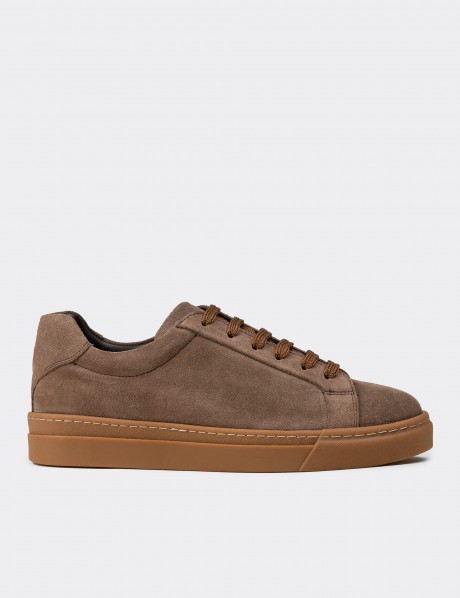 Erkek Hakiki Süet Vizon Renk Sneaker