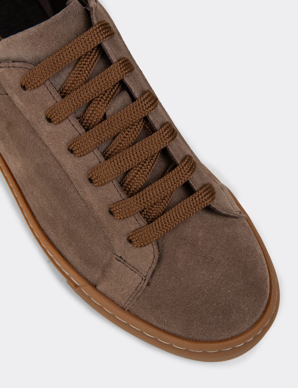 Erkek Hakiki Süet Vizon Renk Sneaker - 02018MVZNC01