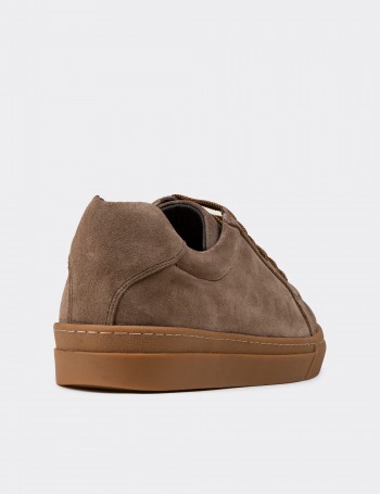 Erkek Hakiki Süet Vizon Renk Sneaker - 02018MVZNC01