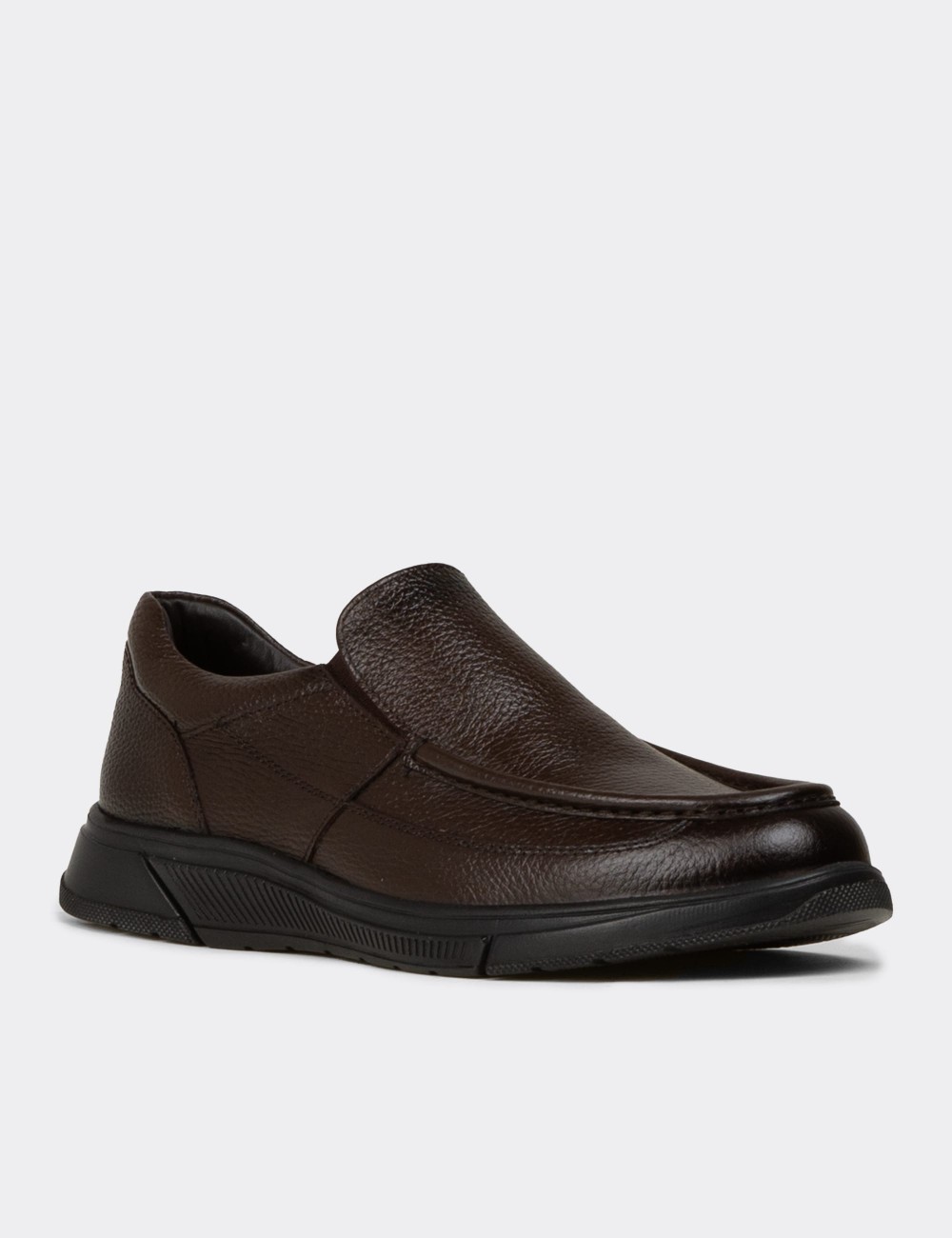 Erkek Hakiki Deri Kahverengi Loafer Ayakkabı - 01999MKHVC01