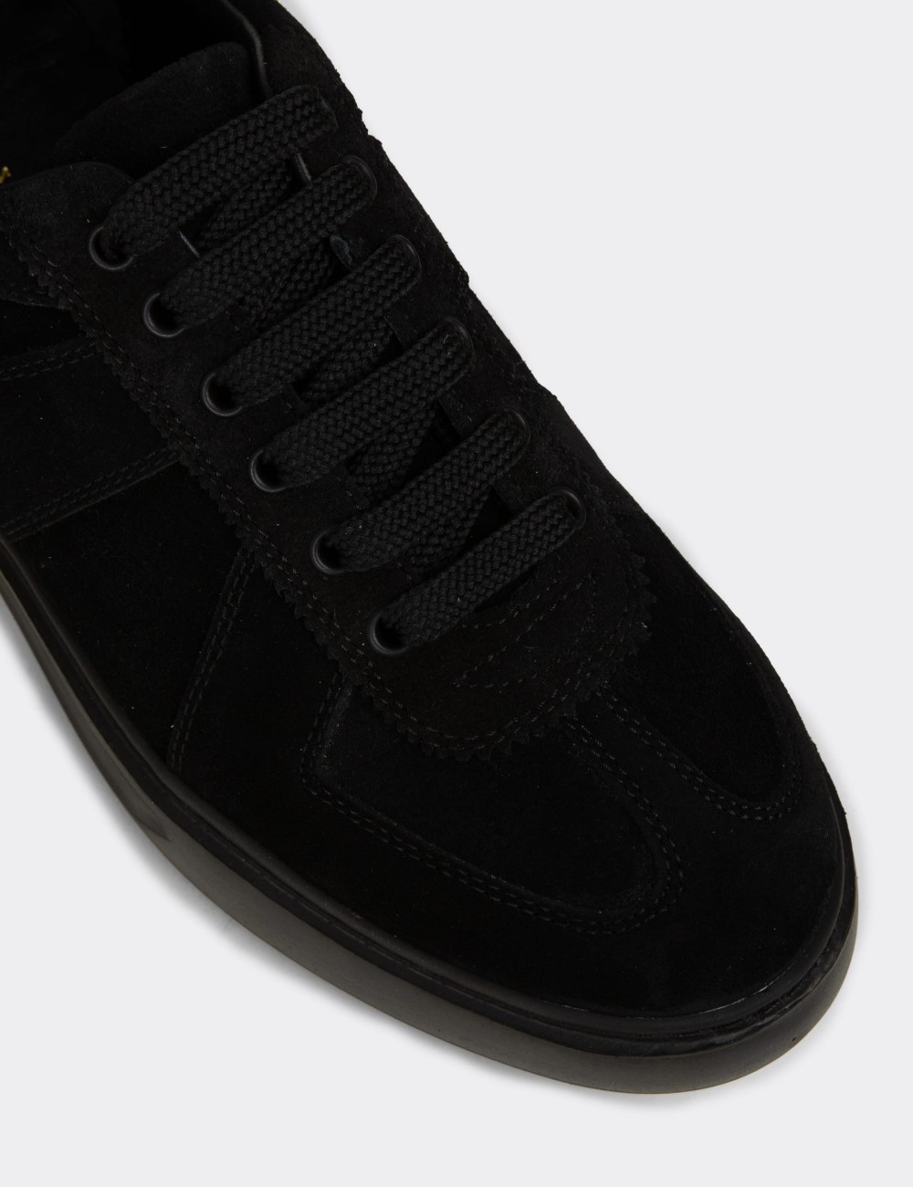 Erkek Hakiki Süet Siyah Sneaker Ayakkabı - 02017MSYHP01