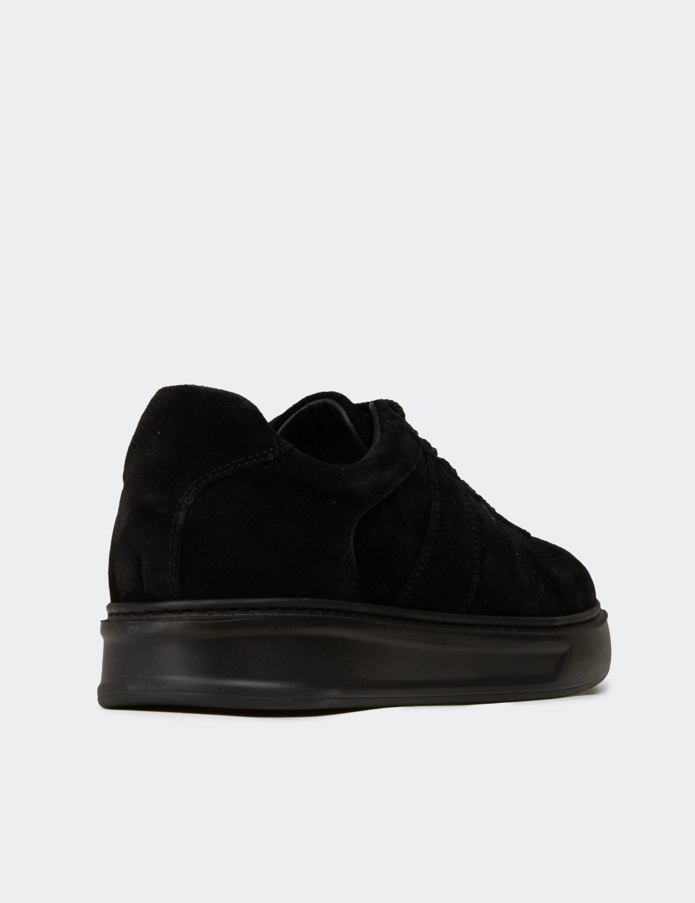 Erkek Hakiki Süet Siyah Sneaker Ayakkabı - 02017MSYHP01