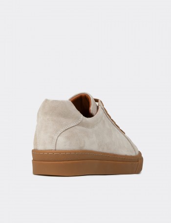 Erkek Hakiki Süet Gri Sneaker Ayakkabı - 02018MGRIC01