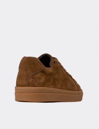 Erkek Hakiki Süet Taba Renk Sneaker Ayakkabı - 02018MTBAC02