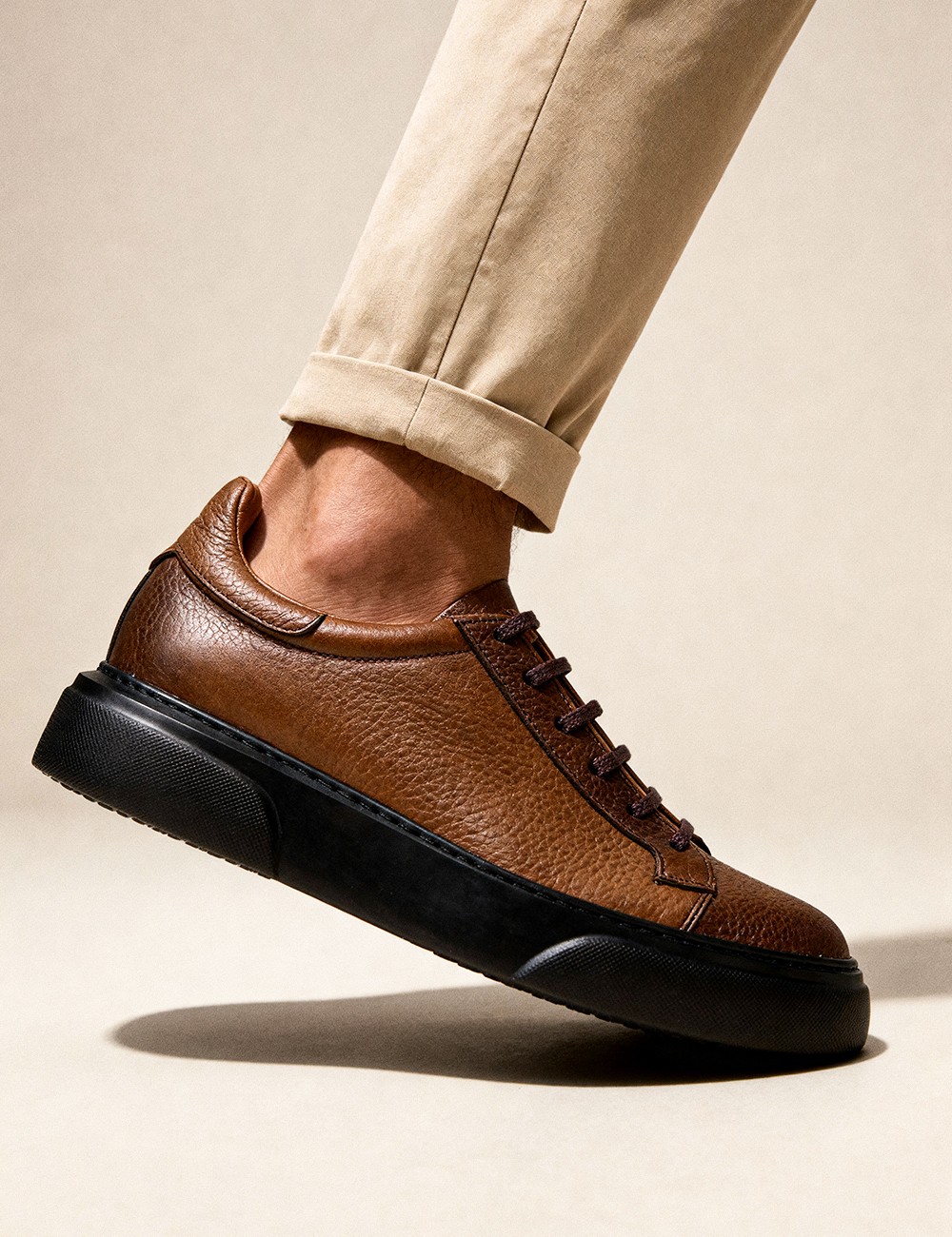 Erkek Hakiki Deri Taba Renk Sneaker Ayakkabı - M2501MTBAP04
