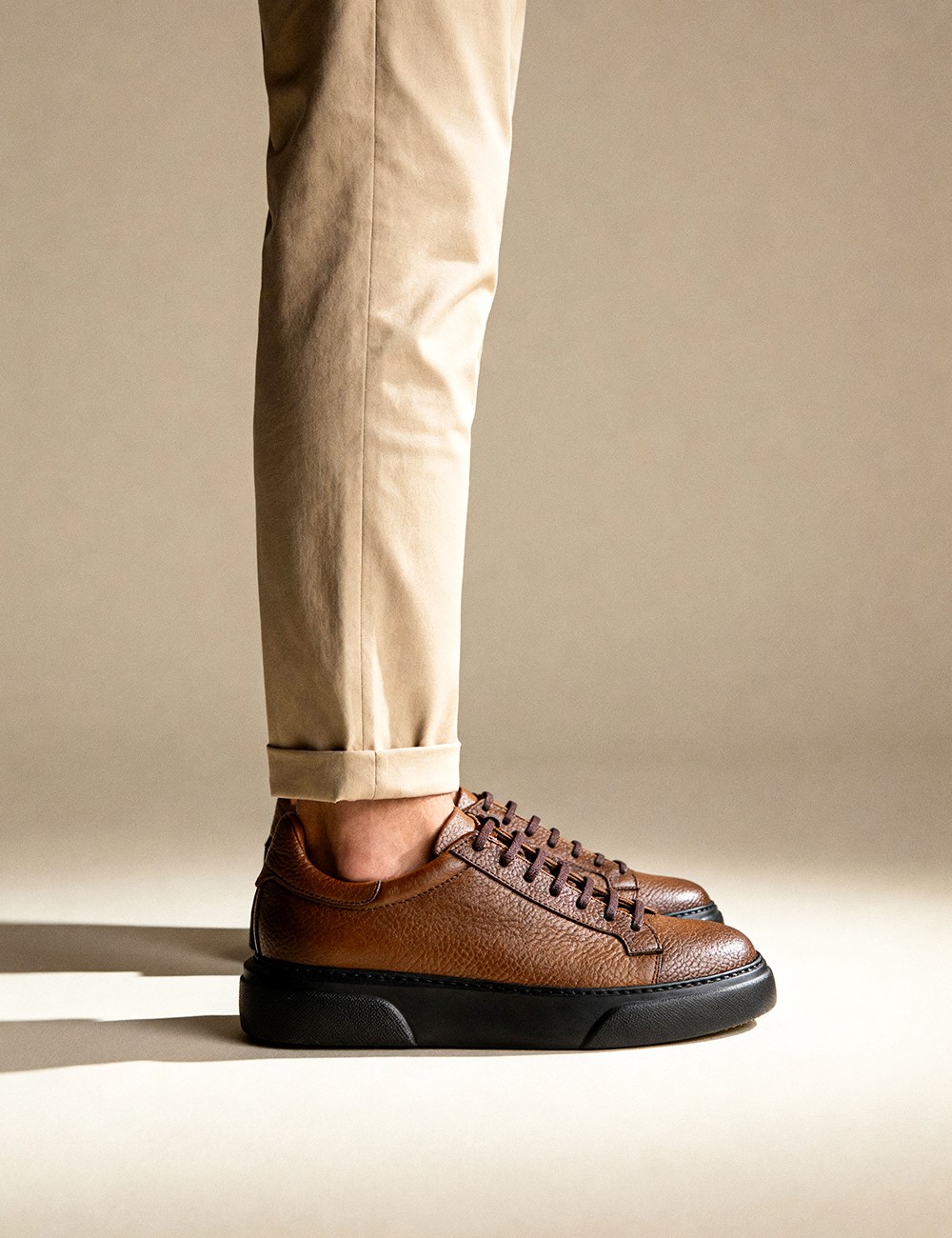 Erkek Hakiki Deri Taba Renk Sneaker Ayakkabı - M2501MTBAP04