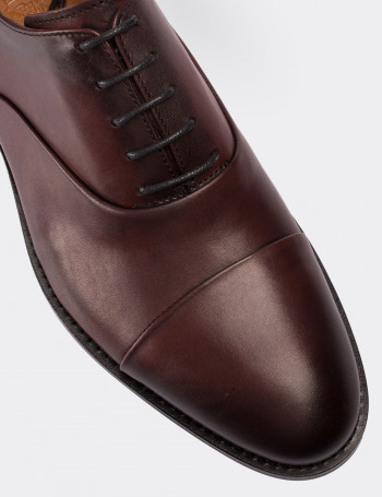 Hakiki Deri Bordo Klasik Erkek Oxford Ayakkabı