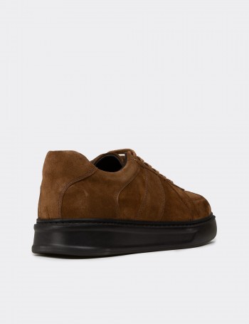 Erkek Hakiki Süet Taba Renkli Sneaker Ayakkabı - 02017MTBAP01