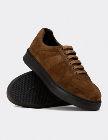 Erkek Hakiki Süet Taba Renkli Sneaker Ayakkabı - 02017MTBAP01