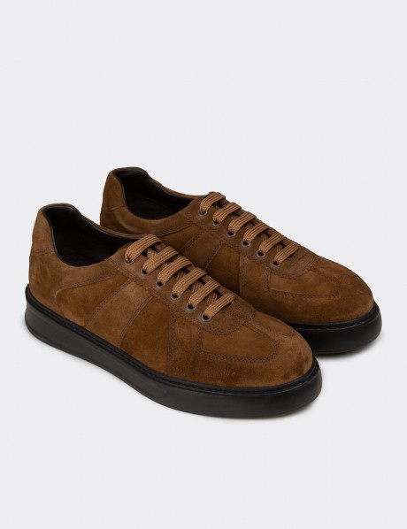 Erkek Hakiki Süet Taba Renkli Sneaker Ayakkabı