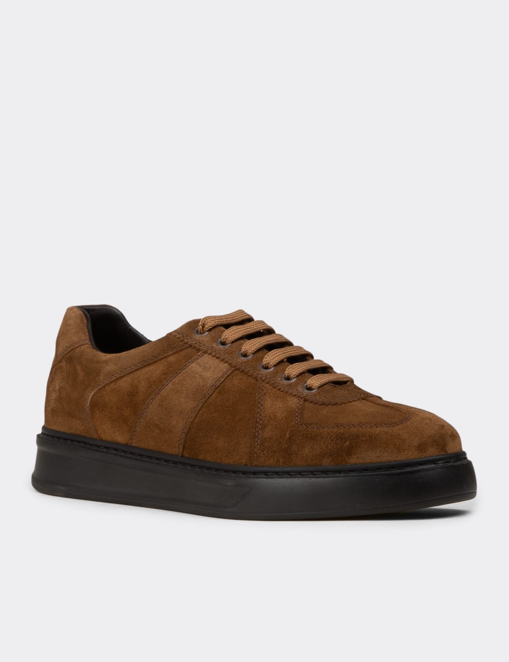 Erkek Hakiki Süet Taba Renkli Sneaker Ayakkabı - 02017MTBAP01