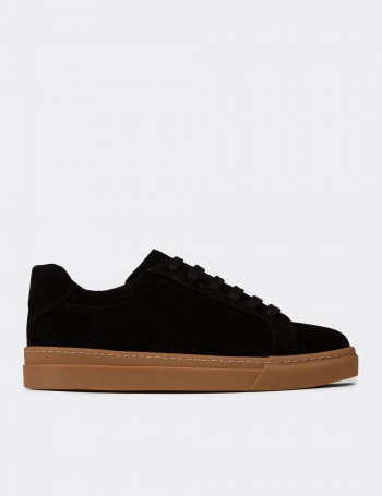 Erkek Hakiki Süet Siyah Sneaker Ayakkabı
