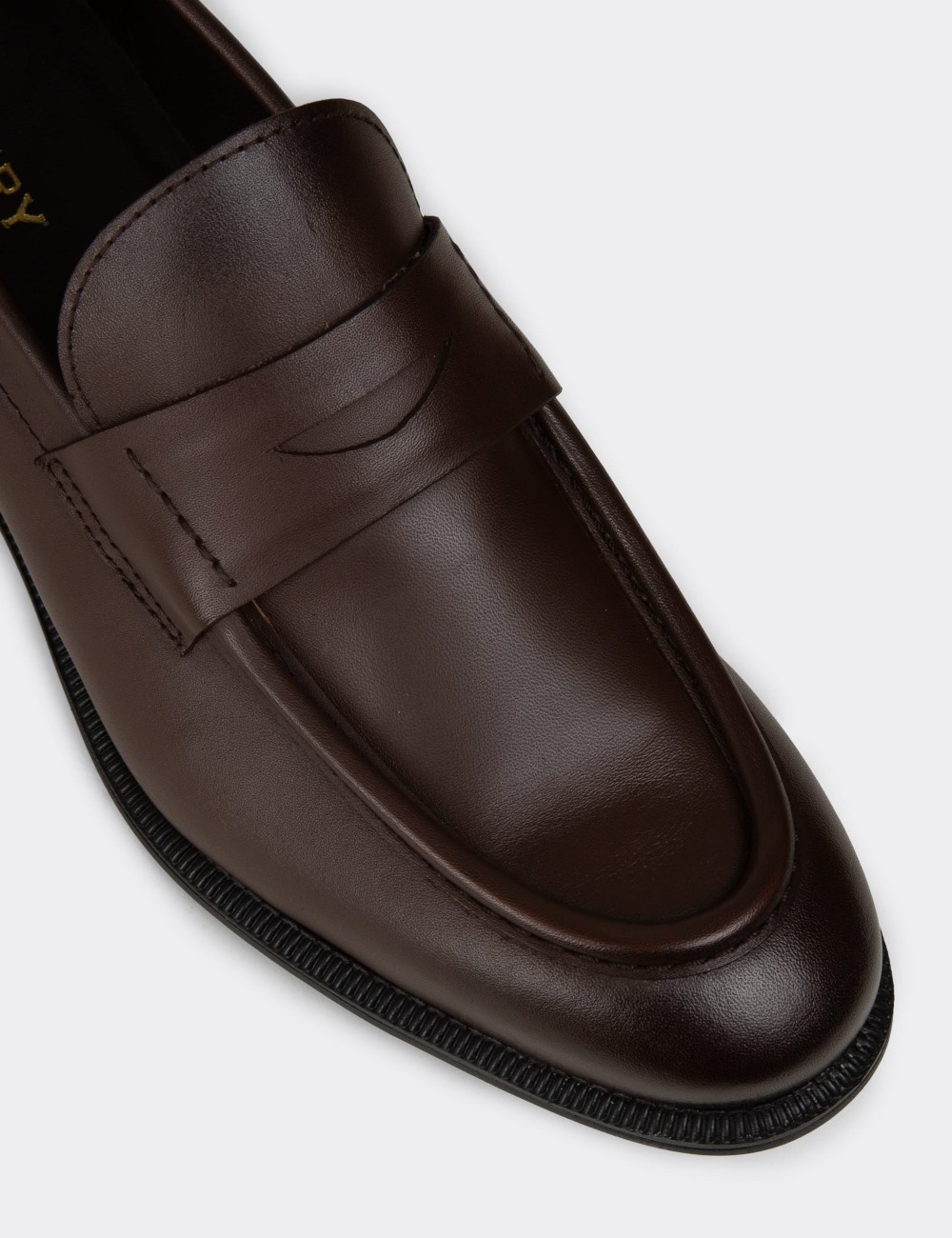 Erkek Kahverengi Hakiki Deri Klasik Loafer - 02025MKHVC01
