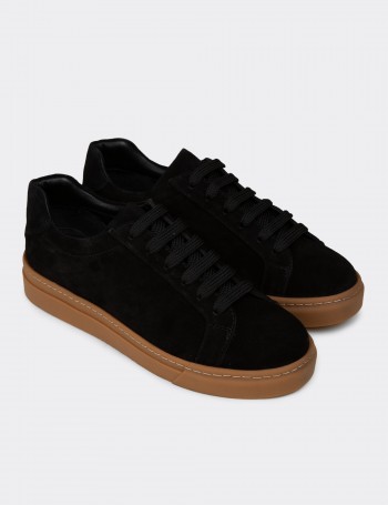 Erkek Hakiki Süet Siyah Sneaker Ayakkabı