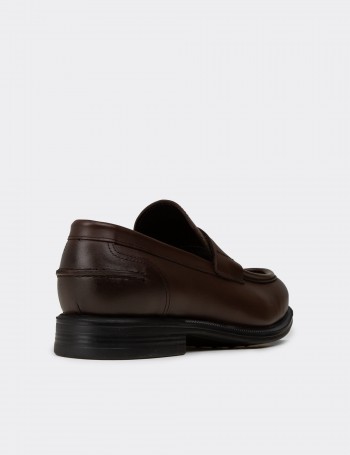 Erkek Kahverengi Hakiki Deri Klasik Loafer - 02025MKHVC01